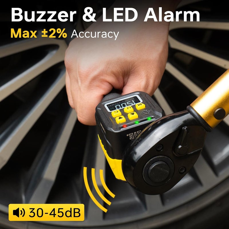 YIYEIE 1/2" Drive Digital Torque Adapter, 12.5-250Ft-lb/17-340 Nm, Color LCD Display, Digital Torque Wrench Adapter with ±2% Accuracy, Torque Wrench Calibration Tool for Torque Meter for Auto,Moto - Image 3